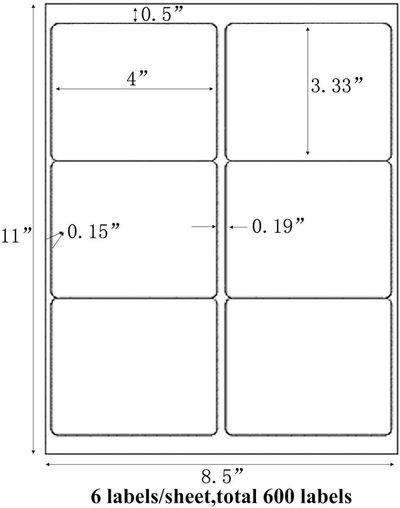9527 Product 6-UP Shipping Labels, 3-1/3 x 4 Address Labels 150 Labels, 25 Sheets Compatible Laser/Ink Jet (25 Sheets) - Image 3